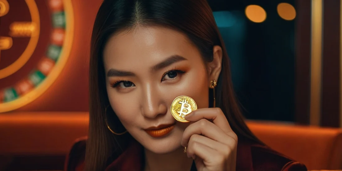 woman holding cryptocurrency